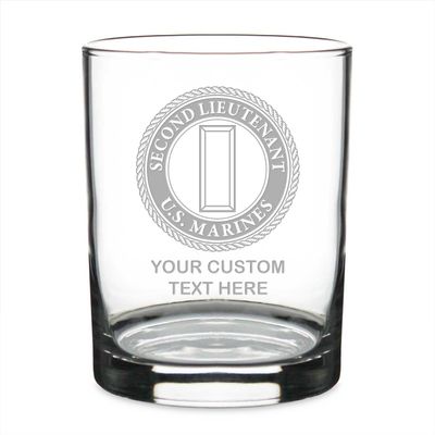 7.62 Design U.S. Marine Corps O-1 Second Lieutenant Personalized 14 oz. Double Old Fashioned Glass