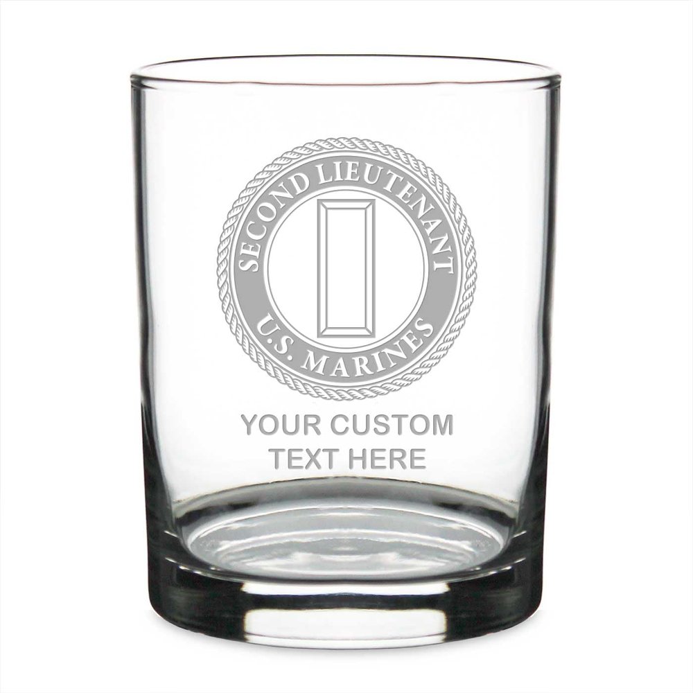 7.62 Design U.S. Marine Corps O-1 Second Lieutenant Personalized 14 oz. Double Old Fashioned Glass