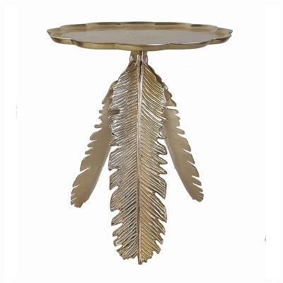 Side Table Unique Aluminum Handmade Coffee Table Accent End Table, Natural Tray Top Side Table Nightstand for Family, Dinning or Living Room, Handcrafted Finish, Modern, Leaf shaped Legs Coffee table