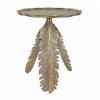 Side Table Unique Aluminum Handmade Coffee Table Accent End Table, Natural Tray Top Side Table Nightstand for Family, Dinning or Living Room, Handcrafted Finish, Modern, Leaf shaped Legs Coffee table view 1