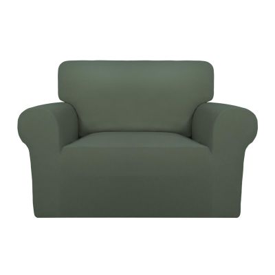 PureFit Super Stretch Sofa Slipcover  Spandex Non Slip Soft Couch Sofa Cover, Washable Furniture Protector with Non Skid Foam and Elastic Bottom for Kids, Pets (Oversized, Greyish Green)