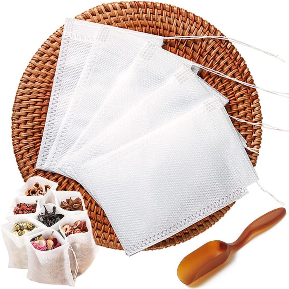 400pcs Disposable Tea Bags for Loose Leaf Tea With Free Tea Spoon - Filter Bags for Coffee, Spice, Herbs (QS218)