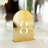 JINMURY Gold Mirror Arch Table Numbers for Wedding, 25 Pack 5x7" Gold Mirror Arch Acrylic Signs with Stand Acrylic Table Numbers 1-25, Perfect for Wedding Reception view 2