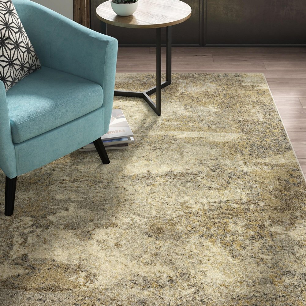 Style Haven Anton Contemporary Abstract Yellow/Gold Area Rug 9'10" X 12'10" Dining Room,Living Room 9' x 12' Indoor Living Room,Dining Room