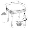 123 Creations Navy Blue Magnolia Vanity Stool with Antique White Finish view 2