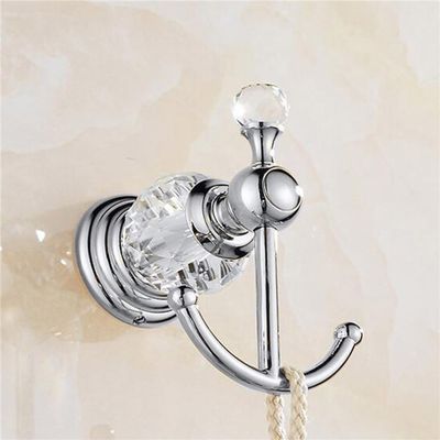 Crystal Silver Bathroom Accessories Set Chrome Polished Brass Bath Hardware Set Wall Mounted Bathroom Products,Robe Hook