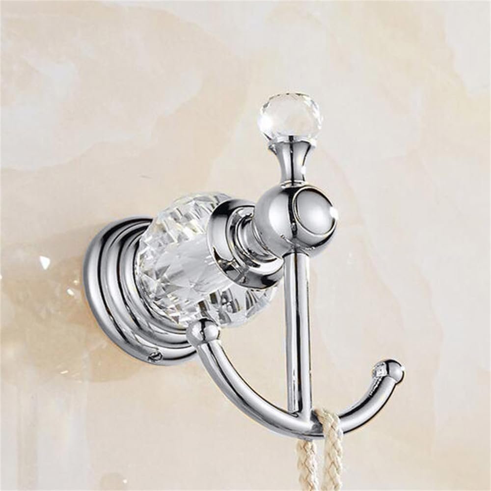 Crystal Silver Bathroom Accessories Set Chrome Polished Brass Bath Hardware Set Wall Mounted Bathroom Products,Robe Hook