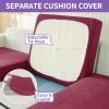 2026 Striped Loveseat Cover 3-Piece (55"-69"), Thick Stretch Sofa Covers for 2 Cushion Couch with Non-Slip Elastic Band & Bottom Ties Stay in Place, Soft Durable Love Seat Slipcovers, Wine Red view 4