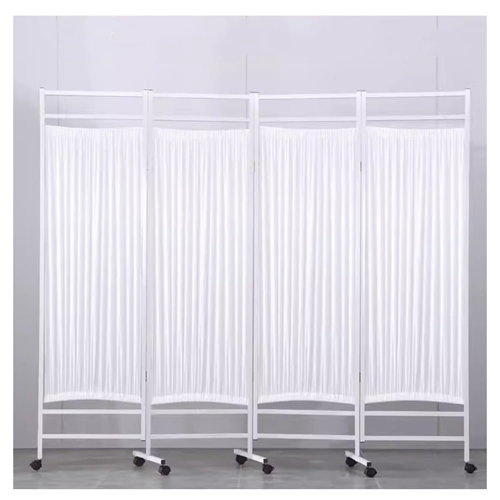 zktoermn Medical Privacy Screen with Wheels, Folding & Rolling Room Divider Partition Privacy Screens for Office, Room,Restaurant, Hospital (Color : White, Size : 4PCS)