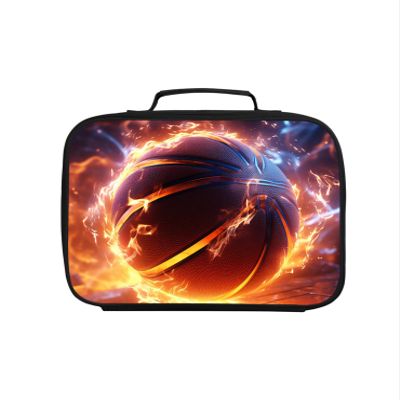 AnySmic Basketball Lunch Box for Boys Girls, Double Insulated Lunch Bag for Kids at Primary Elementary School, 600D Polyester, Leak Resistant, Zipper Closure, Lightweight, Fits Most Bento Boxes