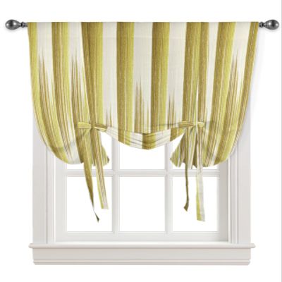 Abstract Minimalist Tie Up Curtains for Kitchen Bathroom Bedroom Windows 63 Inch Length,Balloon Drape Curtains Shade Rod Pocket Drapery Curtain Gold Geometric Metallic Gradient Stripes 1 Panel,52"x45"