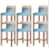 Bar Stool Covers with Backs - Stretch Removable Washable Bar Chair Covers Set of 6 for Short Back Chair (Abstract Watercolor Sunset Landscape Pink) view 1