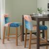 Bar Stool Covers with Backs - Stretch Removable Washable Bar Chair Covers Set of 6 for Short Back Chair (Abstract Watercolor Sunset Landscape Pink) view 2