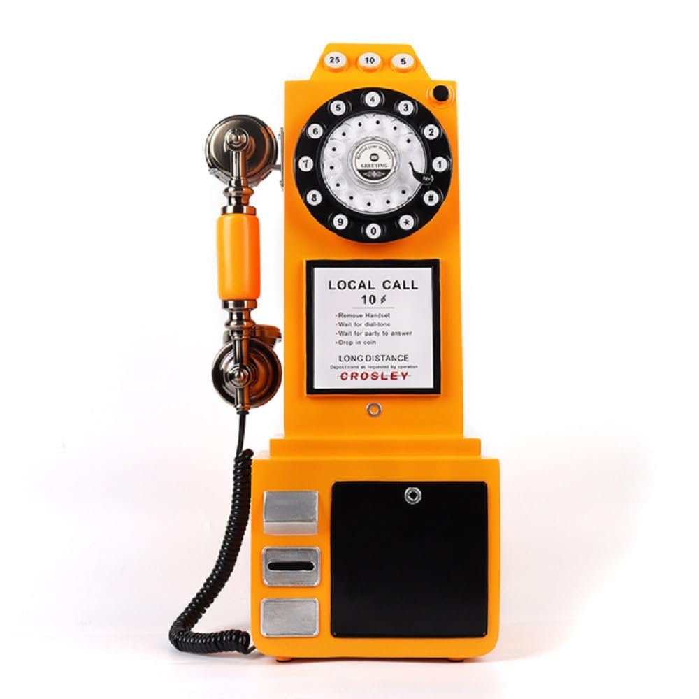 Audio Guestbook Phone Booth, Vintage and Retro Style Audio Guestbook Telephone for Wedding (Yellow)