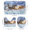Beautiful Horses 4 Pcs Waterproof Shower Curtain Set,Realistic Modern Winter Forest Farm Animal Horse Blue Flowers with Waterproof Toilet Cover Shower Mat Rugs view 3