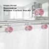 Christmas Shower Curtain Hooks, Snowman Snowflake Pink Winter Xmas 12PCS Shower Curtain Hooks Rings for Bathroom Stainless Steel Rust Resistant Shower Curtain Hangers view 3