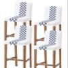 Bar Stool Covers with Backs - Stretch Removable Washable Bar Chair Covers Set of 4 for Short Back Chair (Farmhouse Style Retro Blue Plaid) view 1