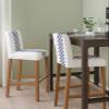 Bar Stool Covers with Backs - Stretch Removable Washable Bar Chair Covers Set of 4 for Short Back Chair (Farmhouse Style Retro Blue Plaid) view 2