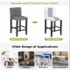Bar Stool Covers with Backs - Stretch Removable Washable Bar Chair Covers Set of 4 for Short Back Chair (Farmhouse Style Retro Blue Plaid) view 3