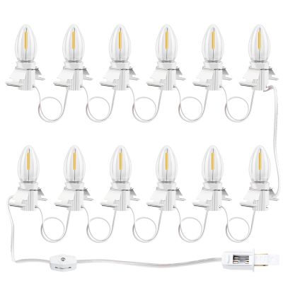 LCMLA C7 Accessory Cord with 12 LED Light Bulbs and Outlet Christmas Village Light 14.76 FT with Spare Fuse Warm White Lamp for Christmas Village Houses Pumpkin Lamp Holiday Decor