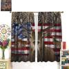FBMLBRB Farmhouse Animal Deer Curtains,Vintage Rustic Farm Wildlife Deer American Flag Window Drapes Thermal Insulated Rod Pocket Blackout Curtains for Bedroom 2 Panels 63" L x 21" W view 3