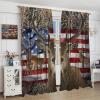 FBMLBRB Farmhouse Animal Deer Curtains,Vintage Rustic Farm Wildlife Deer American Flag Window Drapes Thermal Insulated Rod Pocket Blackout Curtains for Bedroom 2 Panels 63" L x 21" W view 4