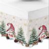 Christmas Bed Skirt King Size 16 Inch Drop, Adjustable Elastic Bedskirt Dust Ruffle for King Size Bed, Yellow Grey Snowflake Xmas Tree Gnomes Wrap Around Bed Skirts Luxurious Pleated Bed Frame Cover view 1