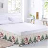 Christmas Bed Skirt King Size 16 Inch Drop, Adjustable Elastic Bedskirt Dust Ruffle for King Size Bed, Yellow Grey Snowflake Xmas Tree Gnomes Wrap Around Bed Skirts Luxurious Pleated Bed Frame Cover view 2