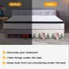 Christmas Bed Skirt King Size 16 Inch Drop, Adjustable Elastic Bedskirt Dust Ruffle for King Size Bed, Yellow Grey Snowflake Xmas Tree Gnomes Wrap Around Bed Skirts Luxurious Pleated Bed Frame Cover view 3
