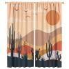 Abstract Mid Century Mountain Curtains,Vintage Nature Landscape Sunset Desert Succulent Cactus Window Treatments Thermal Insulated Rod Pocket Blackout Curtains for Bedroom 2 Panels 54"L x 21"W view 1