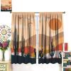 Abstract Mid Century Mountain Curtains,Vintage Nature Landscape Sunset Desert Succulent Cactus Window Treatments Thermal Insulated Rod Pocket Blackout Curtains for Bedroom 2 Panels 54"L x 21"W view 3