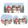 Wotrend Christmas 3 Piece Bath Rugs Set Cute Snowman Dreamlike Snowflake Blue Xmas Non-Slip Bathroom Mats Absorbent Contour Soft Mat Toilet Lid Cover Bathroom Decor Set- 18"x30"+14"x18"+15"x18" view 3