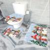 Wotrend Christmas 3 Piece Bath Rugs Set Cute Snowman Dreamlike Snowflake Blue Xmas Non-Slip Bathroom Mats Absorbent Contour Soft Mat Toilet Lid Cover Bathroom Decor Set- 18"x30"+14"x18"+15"x18" view 4