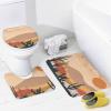 Abstract Mid Century Mountain 4 Pieces Shower Curtain Set,Vintage Nature Landscape Sunset Desert Succulent Cactus Non-Slip Rugs Toilet Lid Cover Bath Mat and Bathroom Curtain view 4