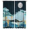 Abstract Marble Mountain Rod Pocket Blackout Curtains for Living Room,Thermal Insulated Modern Nature Landscape Full Moon Desert Succulent Cactus Window Treatment,2 Panels 54" L x 21" W view 1