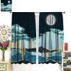 Abstract Marble Mountain Rod Pocket Blackout Curtains for Living Room,Thermal Insulated Modern Nature Landscape Full Moon Desert Succulent Cactus Window Treatment,2 Panels 54" L x 21" W view 3