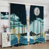 Abstract Marble Mountain Rod Pocket Blackout Curtains for Living Room,Thermal Insulated Modern Nature Landscape Full Moon Desert Succulent Cactus Window Treatment,2 Panels 54" L x 21" W view 4