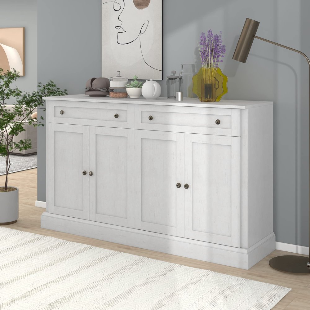 USIIN Multifunctional Kitchen Sideboard Storage Buffet Cabinet - A Versatile Storage Solution (Antique White)