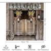 Rustic Farmhouse Donkey 4 Pcs Waterproof Shower Curtain Set,Vintage Western Saloon Cowboy Donkey Sunflower with Waterproof Toilet Cover Shower Mat Rugs view 2