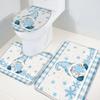 Christmas 3 Piece Bath Rugs Set Winter Gnome Snowflake Blue White Plaid Non-Slip Bathroom Mats Absorbent Contour Soft Mat Toilet Lid Cover Bathroom Decor Set- 20"x32"+16"x18"+16"x20" view 1