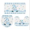 Christmas 3 Piece Bath Rugs Set Winter Gnome Snowflake Blue White Plaid Non-Slip Bathroom Mats Absorbent Contour Soft Mat Toilet Lid Cover Bathroom Decor Set- 20"x32"+16"x18"+16"x20" view 3