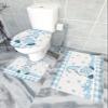 Christmas 3 Piece Bath Rugs Set Winter Gnome Snowflake Blue White Plaid Non-Slip Bathroom Mats Absorbent Contour Soft Mat Toilet Lid Cover Bathroom Decor Set- 20"x32"+16"x18"+16"x20" view 4
