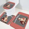 Wotrend Merry Christmas 3 Piece Bath Rugs Set Santa Claus Red and Black Plaid Xmas Non-Slip Bathroom Mats Absorbent Contour Soft Mat Toilet Lid Cover Bathroom Decor Set- 18"x30"+14"x18"+15"x18" view 1