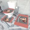 Wotrend Merry Christmas 3 Piece Bath Rugs Set Santa Claus Red and Black Plaid Xmas Non-Slip Bathroom Mats Absorbent Contour Soft Mat Toilet Lid Cover Bathroom Decor Set- 18"x30"+14"x18"+15"x18" view 4