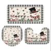 Wotrend Snowman 3 Piece Bath Rugs Set Christmas Snowflake Gift Retro Buffalo Check Plaid Non-Slip Bathroom Mats Absorbent Contour Soft Mat Toilet Lid Cover Bathroom Decor Set- 20"x32"+16"x18"+16"x20" view 3