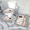 Wotrend Snowman 3 Piece Bath Rugs Set Christmas Snowflake Gift Retro Buffalo Check Plaid Non-Slip Bathroom Mats Absorbent Contour Soft Mat Toilet Lid Cover Bathroom Decor Set- 20"x32"+16"x18"+16"x20" view 4