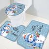 Christmas 3 Piece Bath Rugs Set Snowman Xmas Winter Snowy Non-Slip Bathroom Mats Absorbent Contour Soft Mat Toilet Lid Cover Bathroom Decor Set- 20"x32"+16"x18"+16"x20" view 1