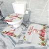 Merry Christmas 3 Piece Bath Rugs Set Santa Claus Gift Holly Berry Wooden Board Non-Slip Bathroom Mats Absorbent Contour Soft Mat Toilet Lid Cover Bathroom Decor Set- 18"x30"+14"x18"+15"x18" view 3
