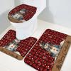 Merry Christmas 3 Piece Bath Rugs Set Xmas Snowman Winter Red and Black Plaid Non-Slip Bathroom Mats Absorbent Contour Soft Mat Toilet Lid Cover Bathroom Decor Set- 20"x32"+16"x18"+16"x20" view 1