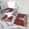 Merry Christmas 3 Piece Bath Rugs Set Xmas Snowman Winter Red and Black Plaid Non-Slip Bathroom Mats Absorbent Contour Soft Mat Toilet Lid Cover Bathroom Decor Set- 20"x32"+16"x18"+16"x20" view 4